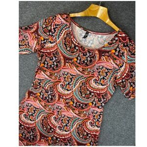 Goodtimeusa Paisley Print Short Sleeve Bell Bottom Jumpsuit Boho Womens XL Tall